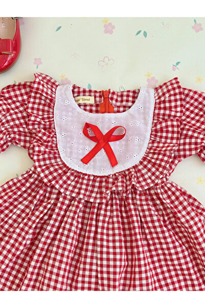 BİHAYALBİÇOCUK Kırmızı Kareli Elbise
