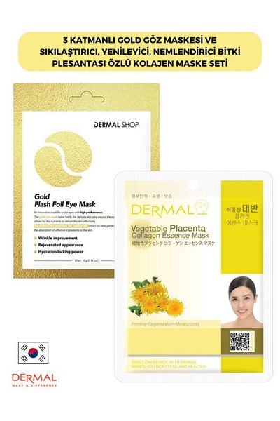 Dermal Gold 3-layer Eye Mask - Firming, Renewing and Moisturizing Collagen with Plant Placenta Extract