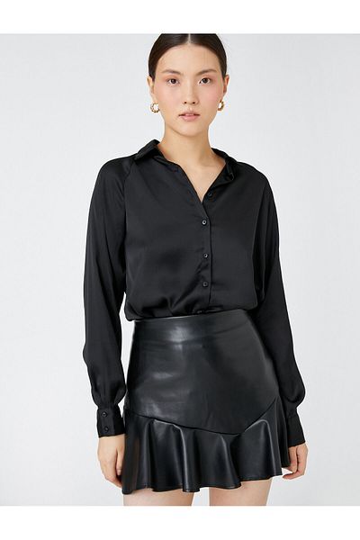 Koton Cămașă din satin cu mâneci lungi raglan