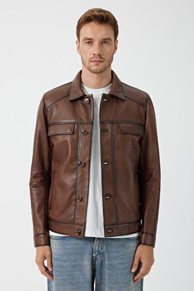 Deri Company Allan Taba Erkek Deri Ceket