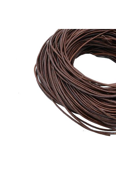 Mg Aksesuar Genuine Sırım Leather Rope Dark Tan 2 mm 5 Meters