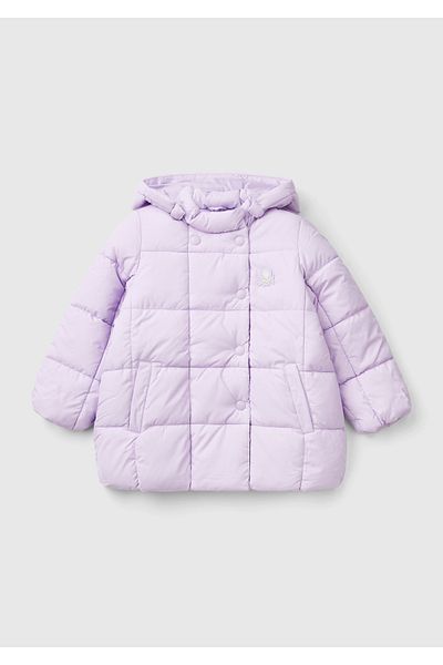 United Colors of Benetton Girl's Lilac Benetton Logo Pufa Coat