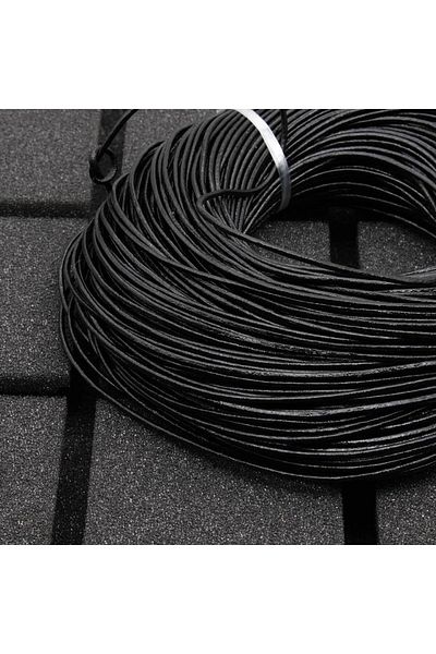 Mg Aksesuar Genuine Sırım Leather Rope Black 2 mm 5 Meters
