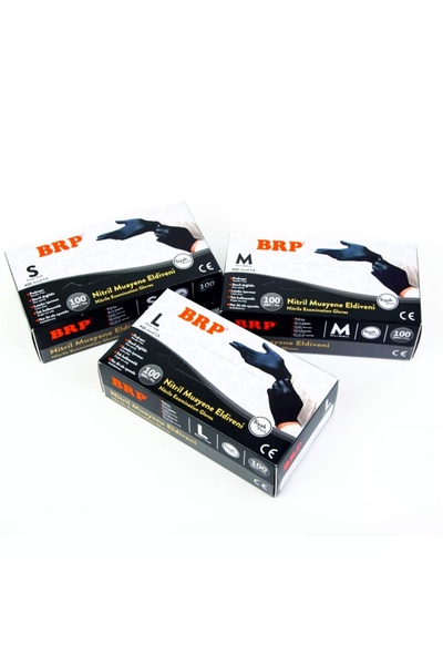 BRP Nitrile Black Gloves Size S Box of 100