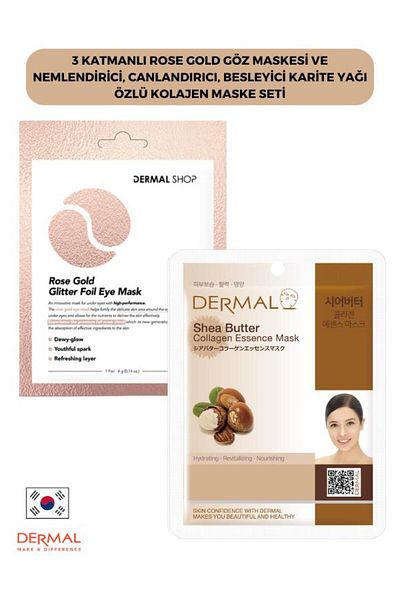 Dermal Rose Gold 3-layer Eye Mask - Revitalizing Nourishing Shea Butter Collagen Mask
