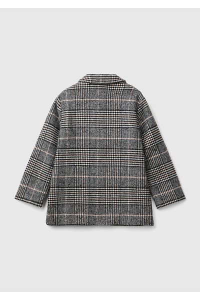 United Colors of Benetton Girl's Smoked All Patterned Double Breasted Tweed Jacket with Side Pockets