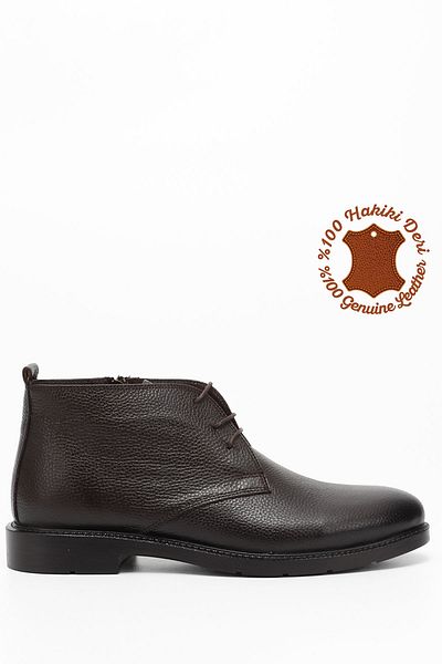 GÖNDERİ(R) Braune antike Herrenstiefel aus echtem Leder mit Reißverschluss