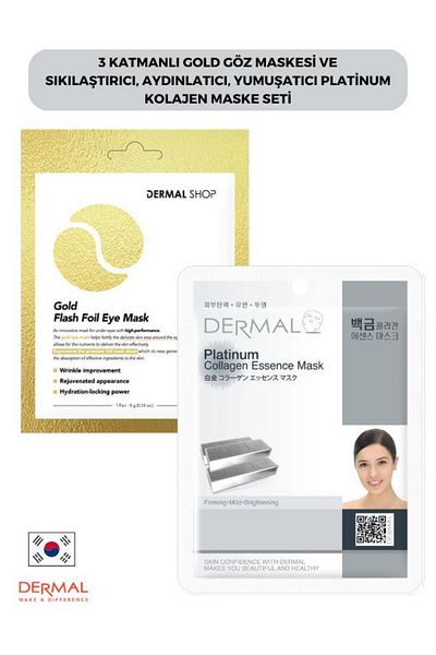 Dermal Gold and Platinum Collagen Eye Mask - 3 Layer, Firming, Brightening, Softening Set