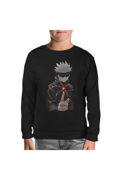 Lord T-Shirt Naruto Gojo Saturo Siyah Çocuk Sweatshirt