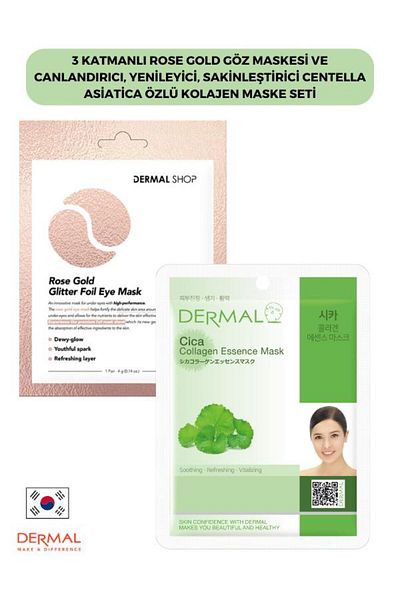 Dermal Rose Gold 3-layer Eye Mask - Revitalizing, Renewing and Calming Centella Asiatica Extract