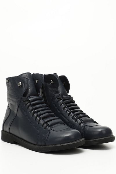 GÖNDERİ(R) Women/Girls Dark Navy Blue Zippered Rubber Sole Genuine Leather Boots