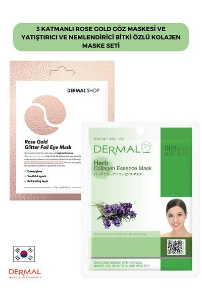 Dermal Rose Eye Mask - 3 Layer, Soothing and Moisturizing Plant Extract Collagen Mask