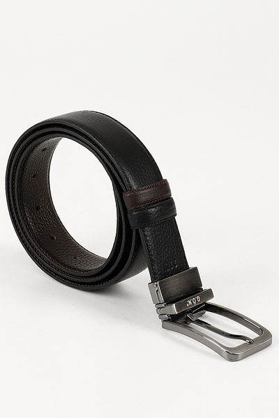 GÖNDERİ(R) BLACK BROWN Gön Genuine Leather Double Sided Men's Belt 13423