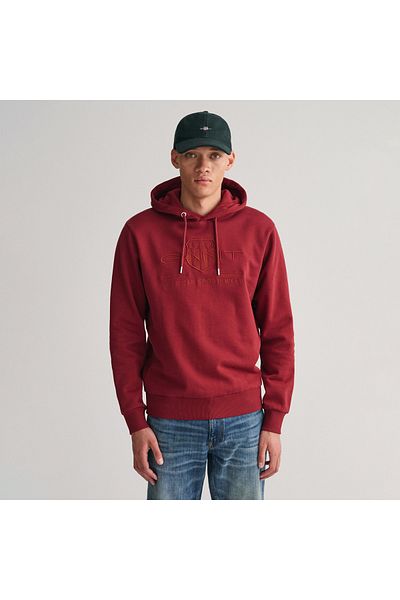 Gant Men's Burgundy Regular Fit Hooded Logo Sweatshirt