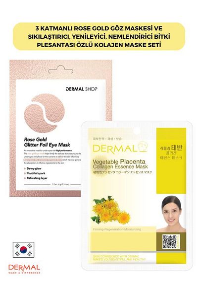 Dermal Rose Gold 3-layer Eye Mask - Firming, Renewing and Moisturizing Plant Placenta