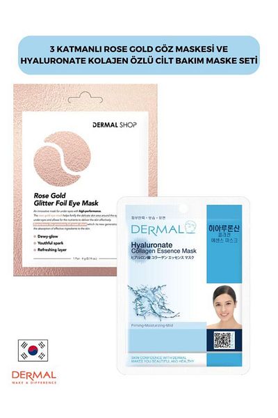 Dermal Rose Gold 3-layer Eye and Skin Care Mask Set - Hyaluronate Collagen Essence