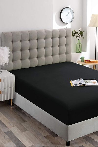 Rivaİstanbul ملاءة سرير مطاطية سوداء مزدوجة 160x200