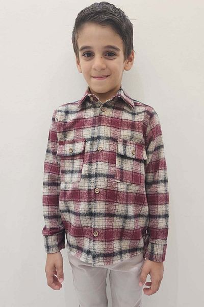 Melantis 100% Cotton Plaid Lumberjack Shirt Boy's Shirt Double Pocket
