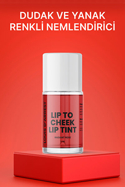 Louis DArrest Lip To Cheek Radiant Rose Doğal Görünüm Dudak ve Yanak Renkli Nemlendirici 5 ML