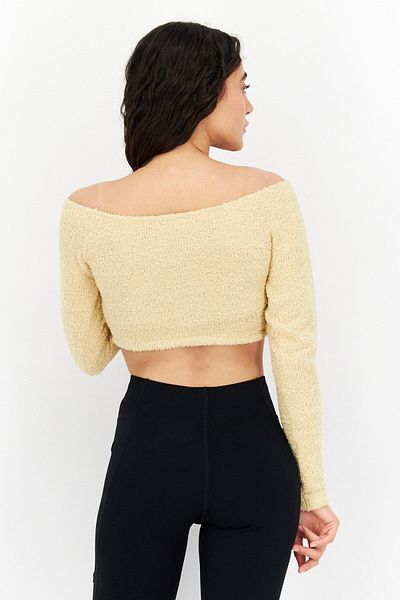 adidas Women Sportswear Long Sleeve Outdoor Cropped Top, Beige