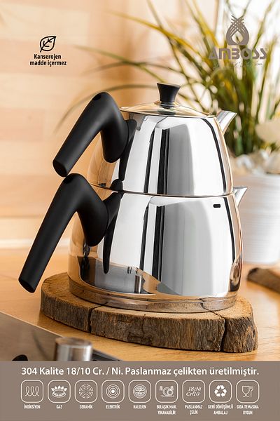 Amboss Aquamarine Medium Size Teapot Black Handle
