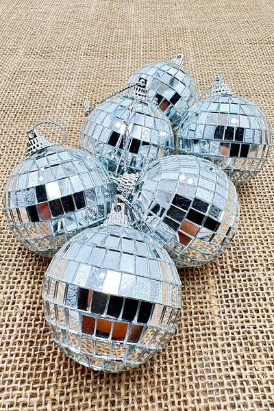 BeySüS Πρωτοχρονιάτικο Στολίδι Καθρέφτης Pine Tree Disco Ball - Σετ 6 τεμαχίων 5 cm