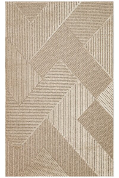 Eko Halı ZENITH ZNT 01 LATTE  Yüksek Alçak Dokulu Naturel Yün ve Viskon Moder...