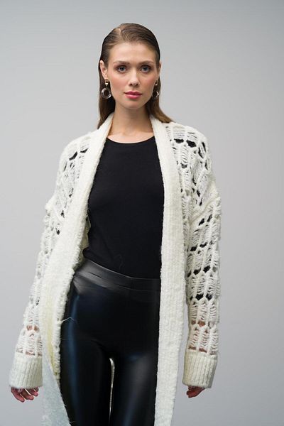 Olcay Ecru 8246 Prolamované Uzuın Knitwear Cardigan
