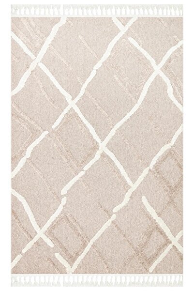 Eko Halı TERAZZO TRZ 03 BEIGE WHITE Hav Toz Vermez Yumuşak Dokulu Etnik Örgü ...