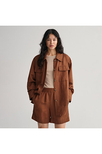 Gant Kadın Kahverengi Relaxed Fit Klasik Yaka Ceket