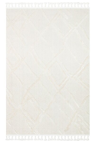 Eko Halı TERAZZO TRZ 03 WHITE Hav Toz Vermez Yumuşak Dokulu Etnik Örgü Desenl...