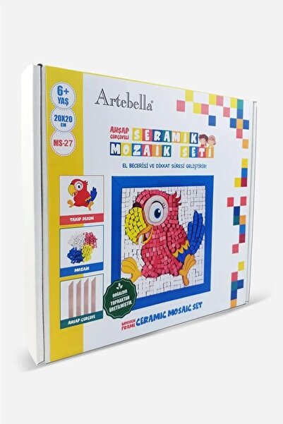 Artebella 27 I Kids Wooden Framed Ceramic Mosaic Set 20x20 Cm