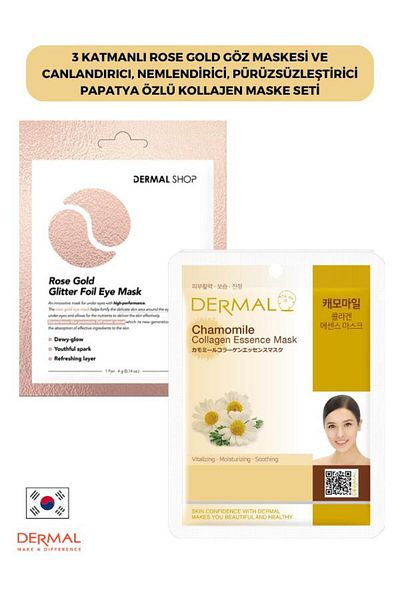 Dermal Revitalizing Moisturizing - 3-layer Smoothing Rose Gold Eye Mask with Chamomile Extract