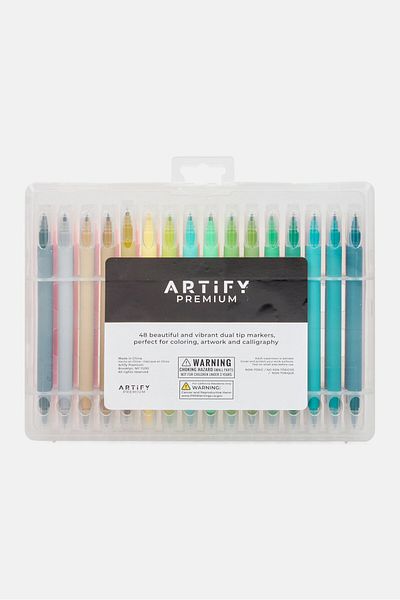 Artify 48 Beautiful And Vibrant Dual Tip Markers, Grey Combo