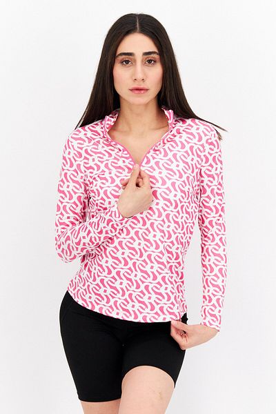 X by Gottex Women Sportswear Fit Long Sleeve Training Top, Pink