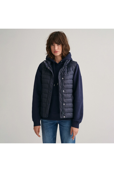 Gant Kadın Lacivert Regular Fit Dik Yaka Kapitone Yelek