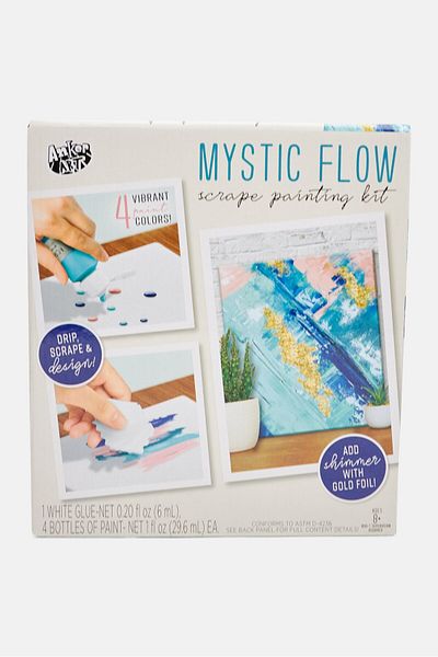 Anker 4 Vibrant Paint Colors Mystic Flow Scrape Painting Kit, White Combo