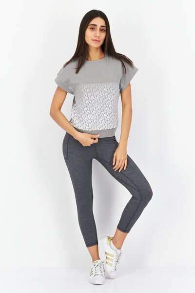 UFC Women Sportswear Fit Cap Sleeve Training T-Shirt, Grey Combo