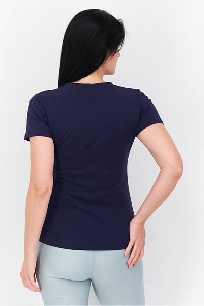 Fila تي شيرت نسائي رياضي بأكمام قصيرة للخارج، أزرق داكن