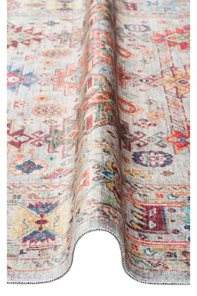 Eko Halı ANTIQUE ATK 06 AQUA Kolay kullanımlı Kaymaz Karabağ ve Antik Desenlere Sahip Yıkanabilir Makine Hal