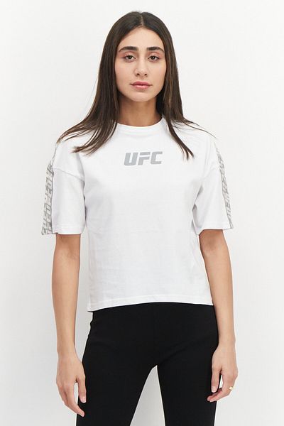 UFC Women Sportswear Fit Short Sleeve Training Top, White Combo