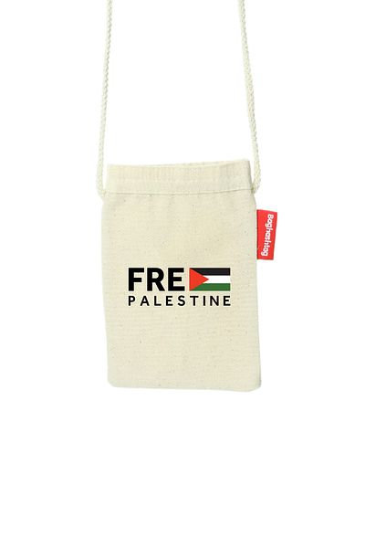 Zaytoon Free Palestine and Flag Digital Printed Canvas Phone - With Strap and Cloth Zipper