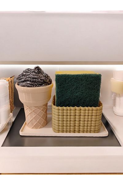 Maflen Biscuit Sponge Box with Tray Ice Cream Cone Dish Wire Holder Decorative Kitchen Organizer