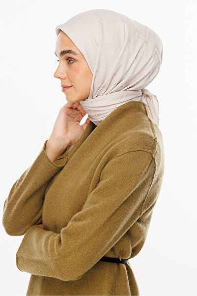 Mooncorn Μεταξένιο ζακάρ κασκόλ με μοτίβο Viora σε χρώμα πέτρας