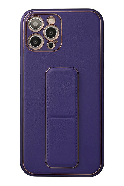 NewFace حافظة آيفون 12 برو ماكس من جلد كوكو مع حامل - أرجواني SPTGL