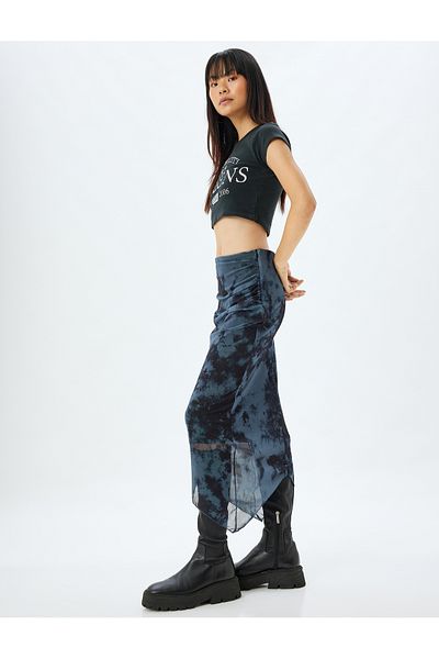 Koton Fusta midi slim cu model Tie Dye din tul
