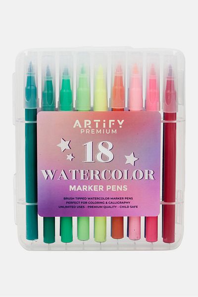 Artify 18 Pieces Water Color Marker Pens, Red Combo