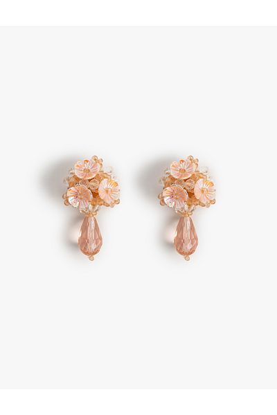 Koton Flower Patterned Earrings with Bead Detail
