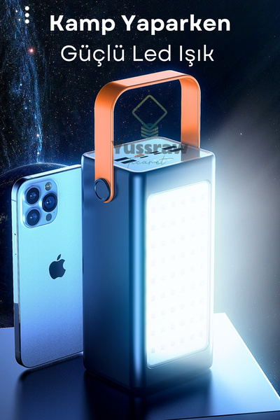 Yussraw 70.000 Mah Dijital Göstergeli Gerçek 70.000 Mah 22.5w Pd Hızlı Şarj Işıklı Kamp Powerbank