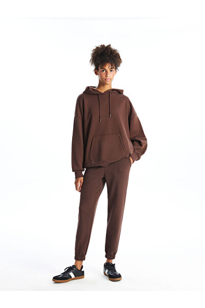 LC Waikiki Xside smeđe ženske ravne Jogger trenirke sa elastičnim strukom